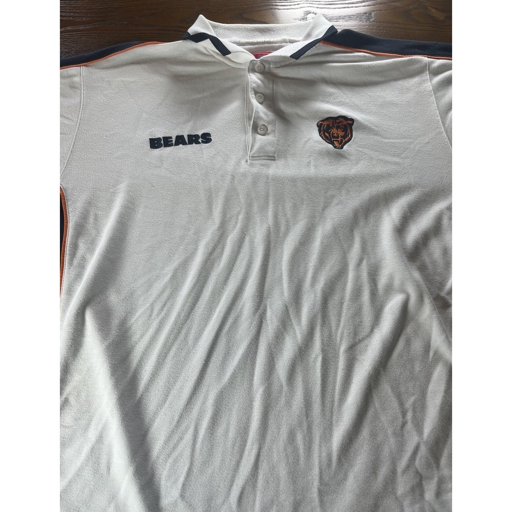 CHICAGO BEARS Polo Shirt Mens XL White Orange Blue Vintage 90s Y2k NFL Football
